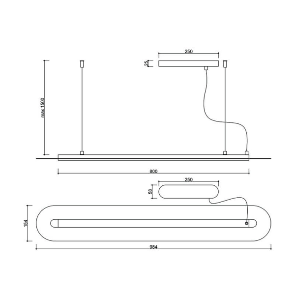 Wisząca lampa nad wyspę Senkei SNA611P2 LED 19,2W 3000K biała