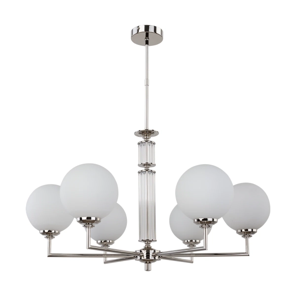Salonowy żyrandol okrągły Artu Glass ART-ZW-6 (N) G biały nikiel