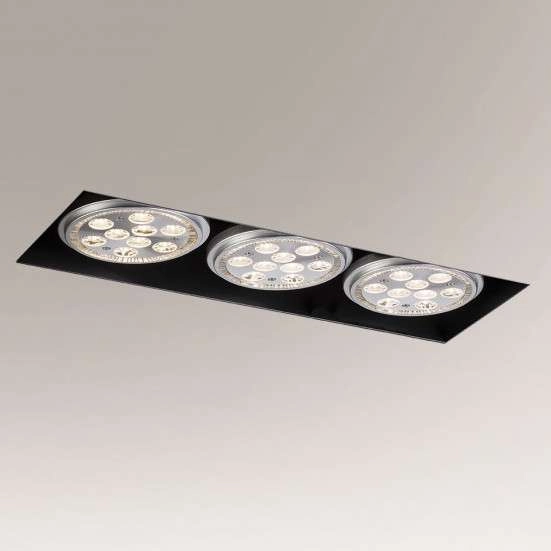 Wpust LAMPA sufitowa YATOMI 3332 Shilo prostokątna OPRAWA podtynkowa OCZKA regulowane listwa metalowa czarna