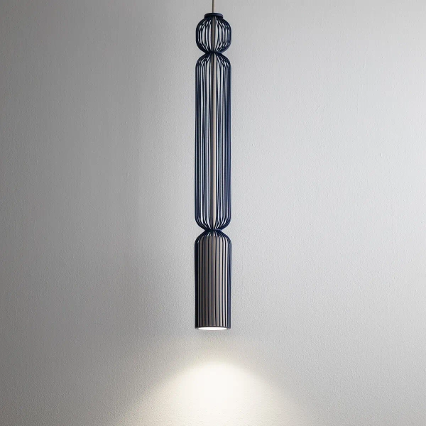 Podłużny klosz do lampy CAMELEON SINGLES 12211 granatowy beżowy