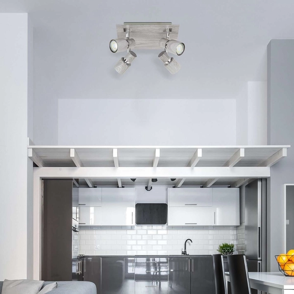 Plafon LAMPA sufitowa MERKUR 6128 Rabalux kwadratowa OPRAWA regulowane reflektorki szary dąb