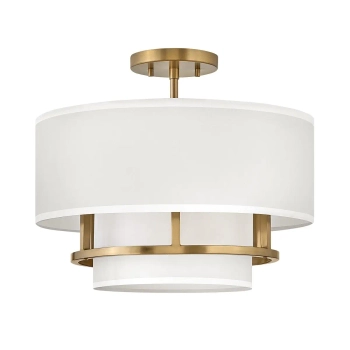 Lampa wisząca/półplafon Graham HK-GRAHAM-M-LCB z abażurem biały mosiądz