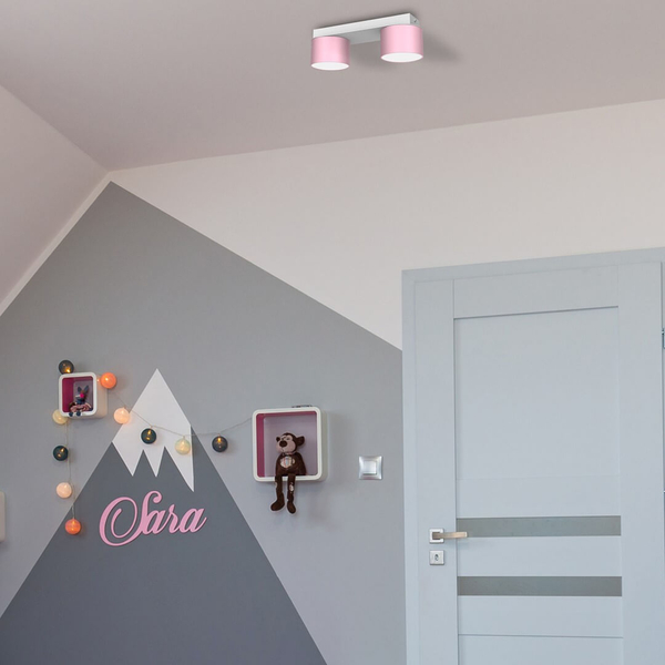 Sufitowa lampa sypialniana Dixie dziecięca biała różowa