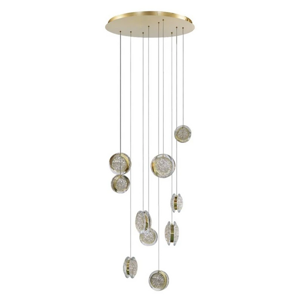 Lampa wisząca kaskada EUFORIA złota AZ6739 10xLED 52W 3000K ściemnialna