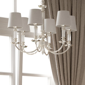 Abażurowa LAMPA wisząca SIENA P06308NI-WH Cosmolight glamour zwis na łańcuchu nikiel