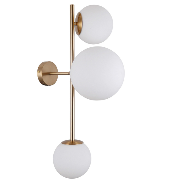 Loftowa LAMPA ścienna VAILANTE WL-31221-3-HBR Italux modernistyczna OPRAWA kinkiet szklane kule mosiądz