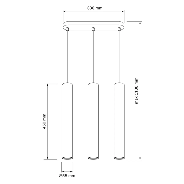 Potrójna lampa wisząca Lungomare 326164 metalowe tubki złote