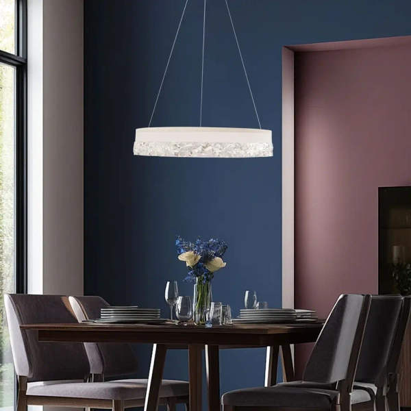 Wisząca lampa ring Frozi 31-35547 LED 32W 3000K kryształowa biała