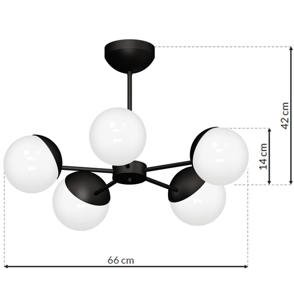 LAMPA sufitowa SFERA MLP8866 Milagro metalowa OPRAWA loftowy plafon kule balls na wysięgnikach sticks czarne białe