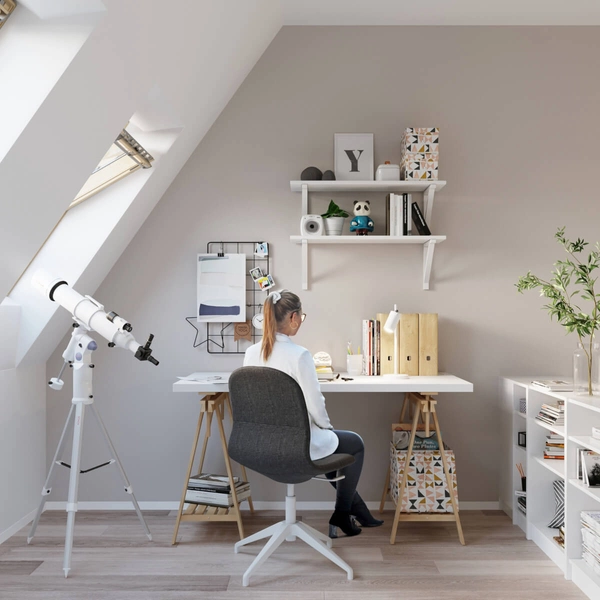 Biurkowa lampa stojąca SL.1090 regulowana do gabinetu biała