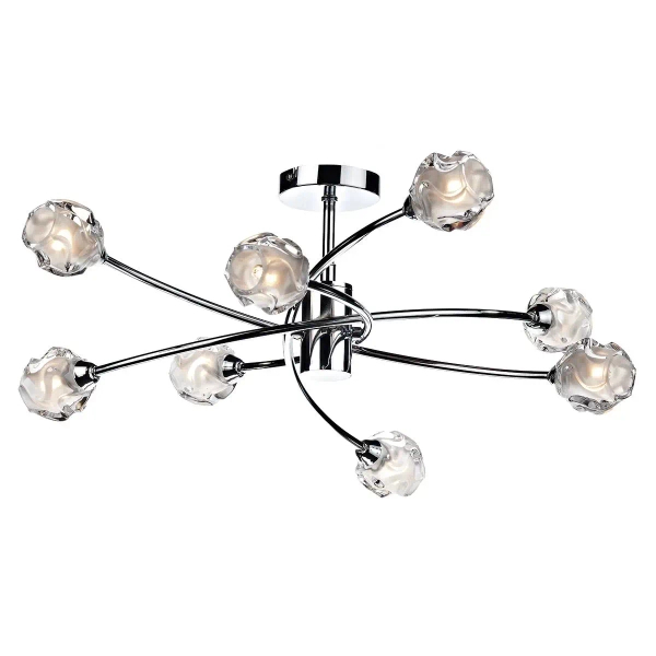 Industrialny plafon sufitowy kule SEATTLE satynowy chrom metalowy szklany 8p G9 SEA0850