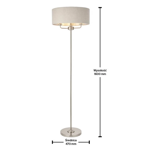 Lampa podłogowa Highclere 94359 Endon vintage z abażurem beż chrom