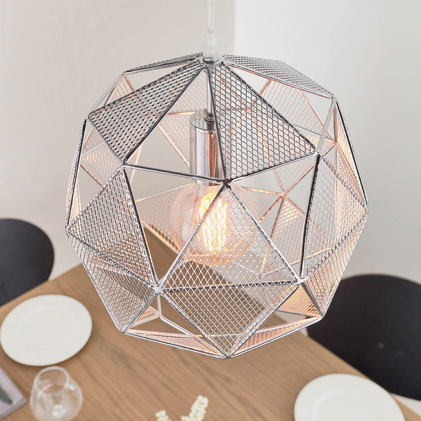 Geometryczna lampa wisząca Armour 72817 do salonu chrom
