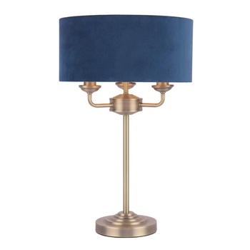 Klasyczna lampa stołowa Sorrento LA3756234-Q Laura Ashley z abażurem mosiądz niebieska