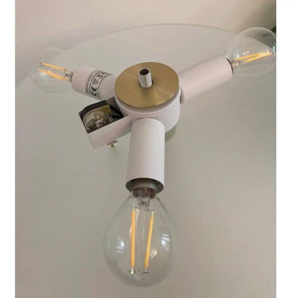 Lampa na komodę Artdeco MT8872 white Step okrągła do sypialni biała złota