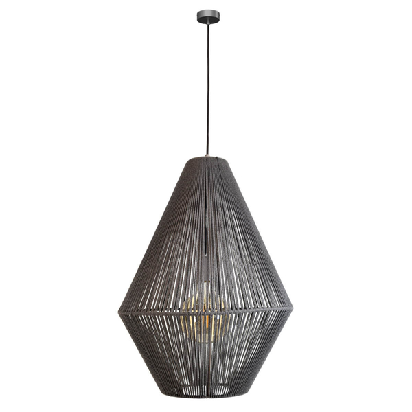 Wisząca lampa Hagata 5124 Shilo koszyk z regulacją boho bawełna szary
