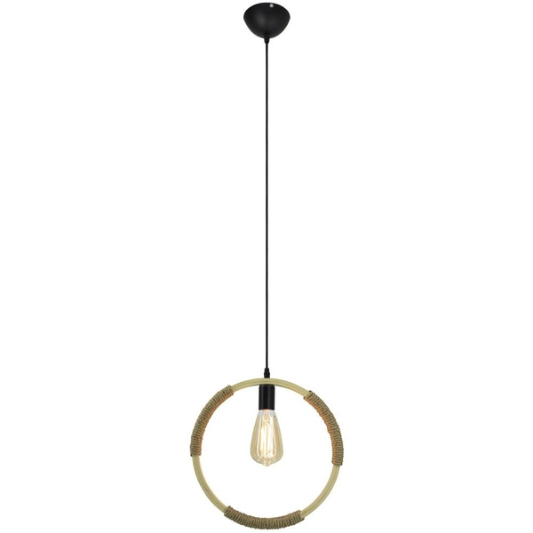 Lampa wisząca Kajo 8850/1 JB SZNUR kółko drewniane