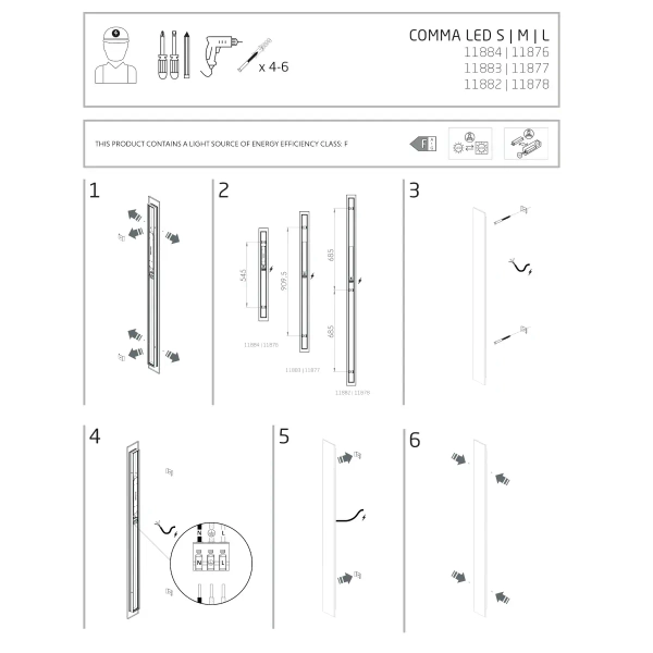 Salonowa ścienna lampa COMMA 11882 LED 34W 3000K listwa biała
