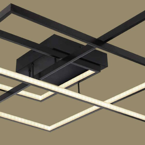 Geometryczna LAMPA sufitowa GABRIEL 67227-100B Globo metalowa OPRAWA plafon LED 100W 3000K - 6000K prostokątne czarne białe