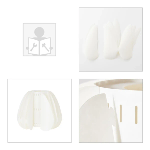 Abażurowa lampa podłogowa Inna 93047/75 biała drewniana