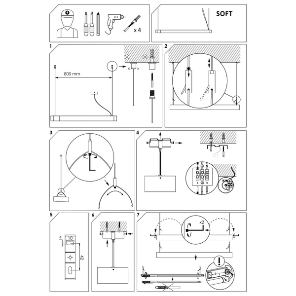 Jadalniana wisząca lampa Soft 7532 Nowodvorski prostokątna grafitowa