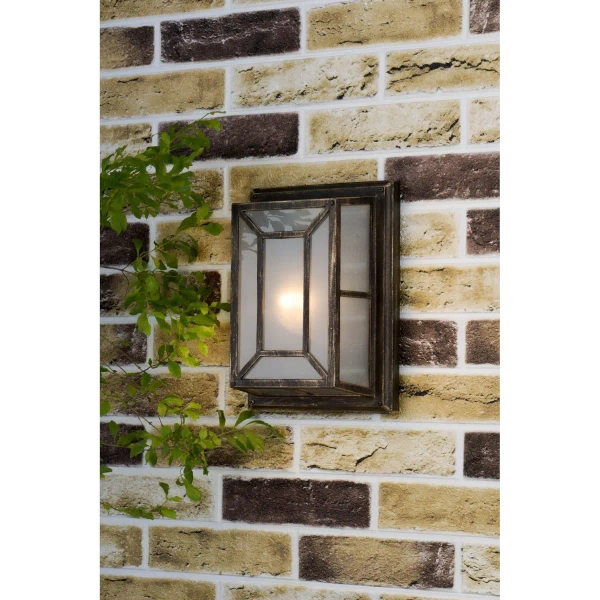 Ogrodowa lampa ścienna Trent TRE5254 retro szklana IP44 czarny złoty
