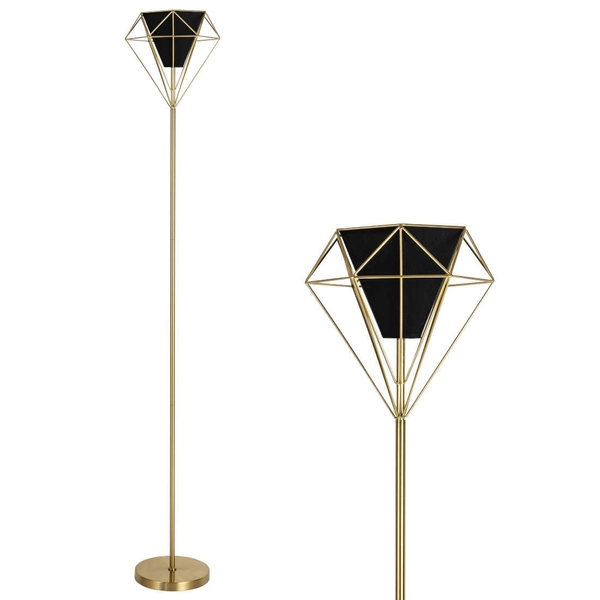 Industrialna LAMPA podłogowa HIRA 318626 Polux druciana do sypialni złota czarna