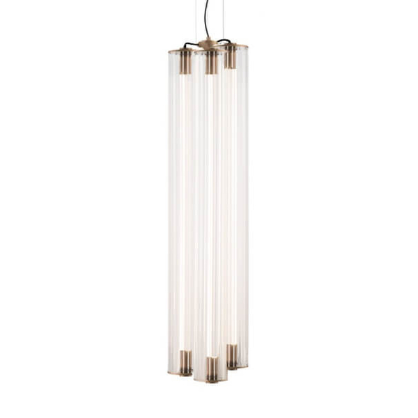 Potrójna wisząca lampa Merezi 3 5218 LED 90W 3000K szklany mosiądz patyna