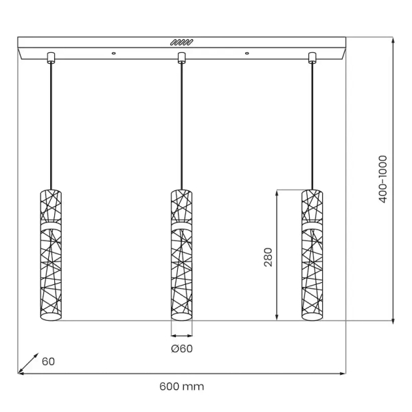 Potrójna wisząca lampa Lagos ML2246 LED 24W 4000K nad wyspę złoty