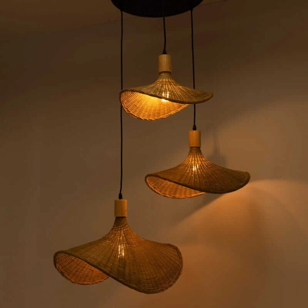 Wisząca lampa Boho ABR-LWS-BH40-3XE27 Abruzzo kapelusze japandi beżowa
