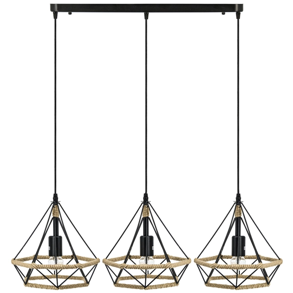 Loftowa LAMPA wisząca Piramida 8803/3 ZWIS - 06 Elem druciana OPRAWA metalowa piramida zwis czarny