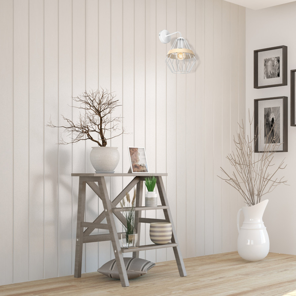 Skandynawska LAMPA ścienna CLIFF MLP5517 Milagro metalowa OPRAWA druciana klatka KINKIET hygge drewno biały