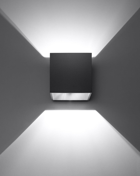 Kinkiet LAMPA ścienna SL.0057 metalowa OPRAWA przyścienna kostka cube czarna OUTLET