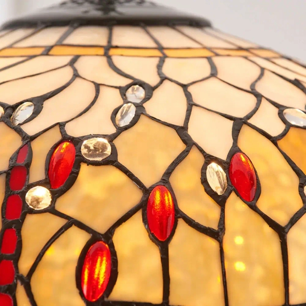 Szklana wisząca lampa nad stół Dragonfly 64079 na łańcuchu tiffany beżowa
