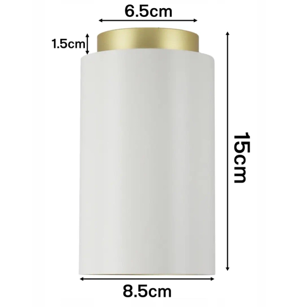 Sufitowa lampa spot CGSPOTLEDWHITEGOLD15 metalowa tuba biała złota