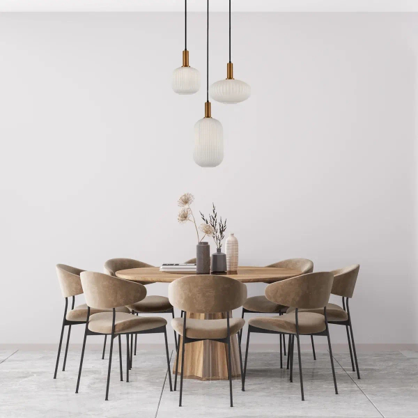 Potrójna wisząca lampa Della PND-31982-3-GD szklana złota biała