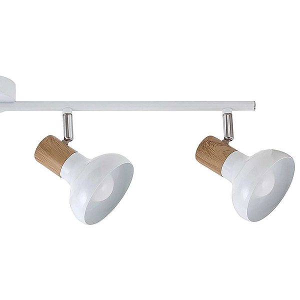 LAMPA sufitowa HOLLY 5947 Rabalux skandynawska OPRAWA metalowe reflektorki regulowane plafon na listwie drewno buk biały