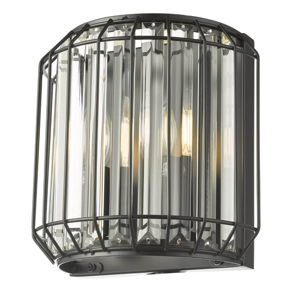 Lampa ścienna kryształowa Naeva NAE0922 Dar Lighting przezroczysta czarna