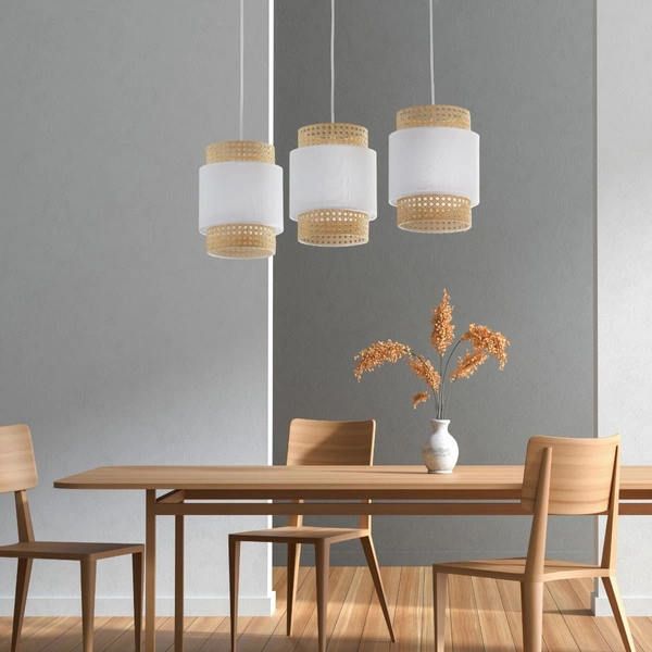 Potrójna lampa zwisająca nad stół Boho 6531 TK Lighting ekologiczna biała
