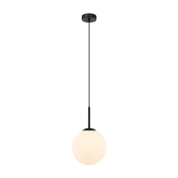 Wisząca lampa kula Deore PND-5578-1S-BK Italux metal szkło czarny biały