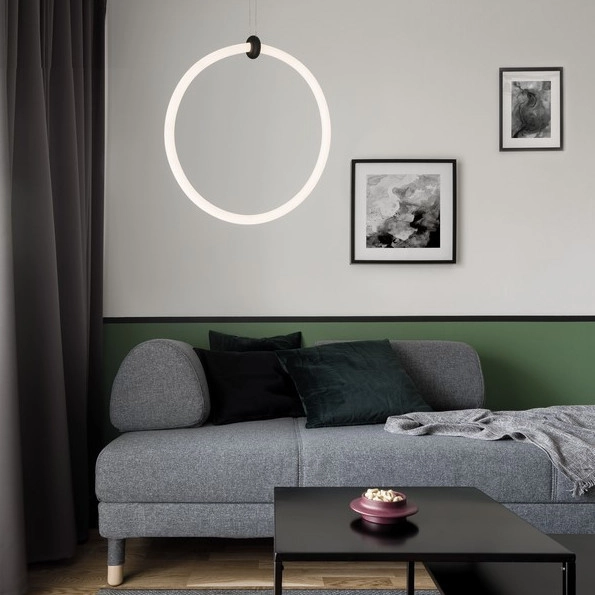 Wisząca LAMPA ring COLON LE41608 Luces Exclusivas metalowa OPRAWA pierścień ZWIS LED 21W 3000K okrągy czarny