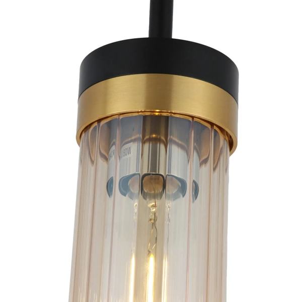Szklana lampa wisząca Malika 1 PL0140-1 Yaskr złota czarna miodowa