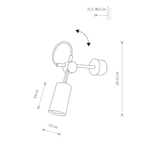 Regulowana lampa ścienna EYE 5654 metalowa do sypialni biała