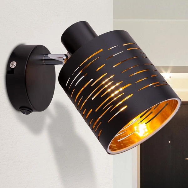 Ścienna lampa regulowana Tunno 15342- 1 czarna złota