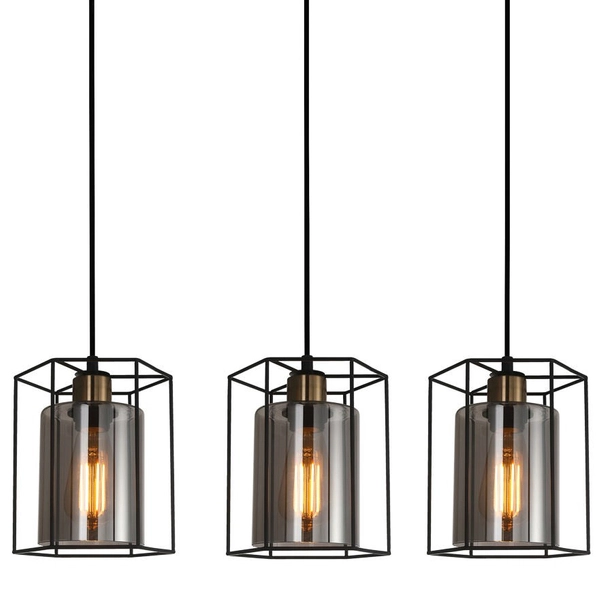 Druciana LAMPA wisząca KALULA PND-78901-3-BK+SG Italux industrialny zwis do jadalni czarna