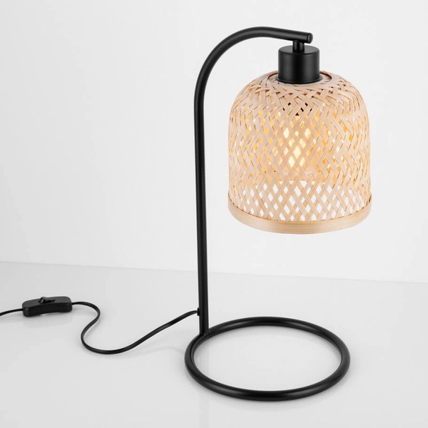 Biurkowa lampka TALITAS LE44512 do sypialni naturalna czarna