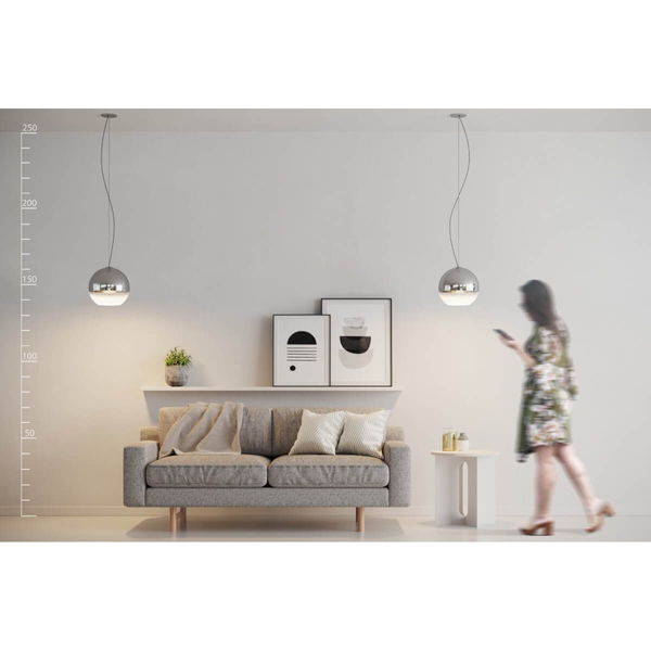 Kulista lampa wisząca Silver Ball do przedpokoju chrom