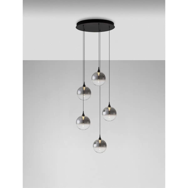 Szklana lampa wisząca LURVELA LE45130 LED 20W 3000K szara czarna