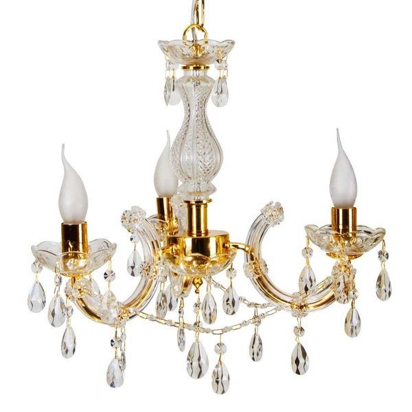 Lampa wisząca MARIA TERESA 33-94639 metalowa świecznikowy kryształki złote