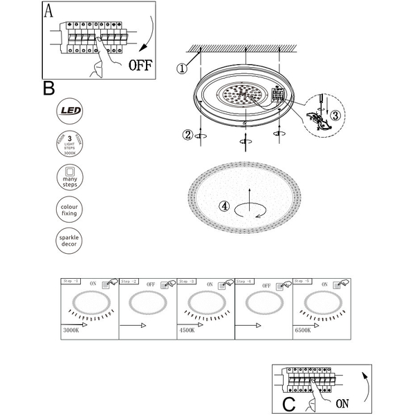 Plafon LAMPA sufitowa OVI 41749-22 Globo okrągła OPRAWA glamour crystal LED 22W 3000K - 6500K kryształki biały - przezroczys
